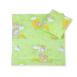 Baby pram bedding set 2pcs- Basic Green ladders