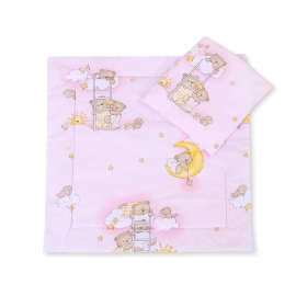 Baby pram bedding set 2pcs- Basic Pink ladders