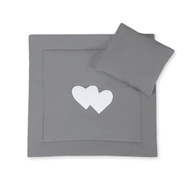 Baby pram bedding set 2pcs- Hanging hearts anthracite