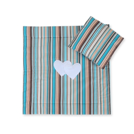 Baby pram bedding set 2pcs- Hanging hearts brown stripes