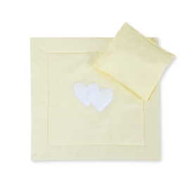 Baby pram bedding set 2pcs- Hanging hearts cream