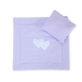 Baby pram bedding set 2pcs- Hanging hearts lilac
