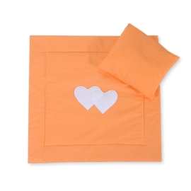 Baby pram bedding set 2pcs- Hanging hearts orange