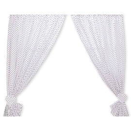 Baby Room Curtains- Hanging Hearts black dots on white