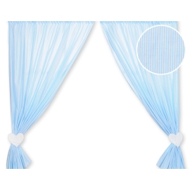 Baby Room Curtains- Hanging Hearts blue stripes