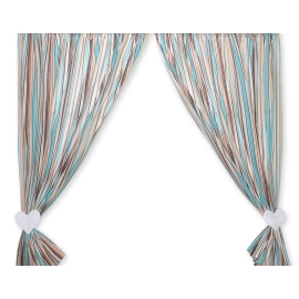 Baby Room Curtains- Hanging Hearts brown stripes