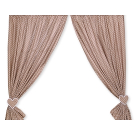 Baby Room Curtains- Hanging Hearts white dots on brown