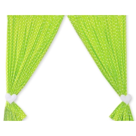 Baby Room Curtains- Hanging Hearts white dots on green