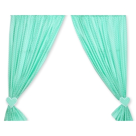 Baby Room Curtains- Hanging Hearts white dots on mint