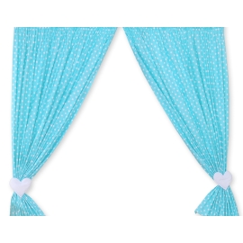 Baby Room Curtains- Hanging Hearts white dots on turquoise