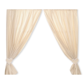 Baby Room Curtains- Hanging Hearts white polka dots on beige