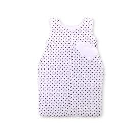 Baby Sleeping Bag- Hanging hearts black dots on white