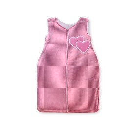 Baby Sleeping Bag- Hanging hearts dark pink checkered