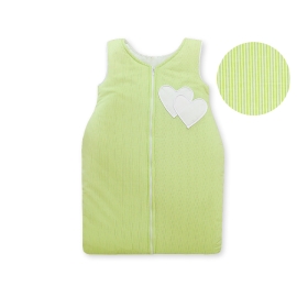 Baby Sleeping Bag- Hanging hearts green stripes