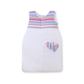 Baby Sleeping Bag- Hanging hearts lilac stripes