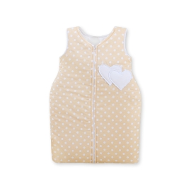 Baby Sleeping Bag- Hanging hearts white dots on beige