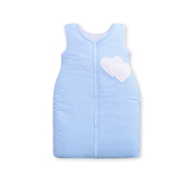 Baby Sleeping Bag- Hanging hearts white dots on blue