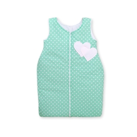 Baby Sleeping Bag- Hanging hearts white dots on mint