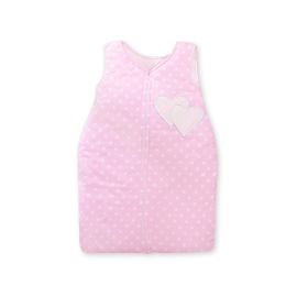 Baby Sleeping Bag- Hanging hearts white dots on pink