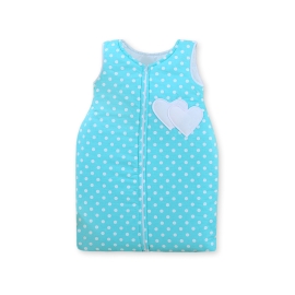 Baby Sleeping Bag- Hanging hearts white dots on turquoise