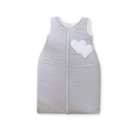 Baby Sleeping Bag- Hanging hearts white polka dots on Gray