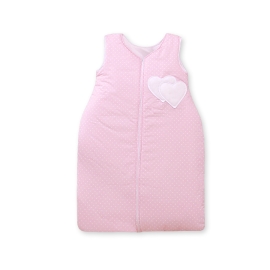 Baby Sleeping Bag- Hanging hearts white polka dots on pink