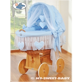 Baby Wicker Crib with Hood - Amelie Blue