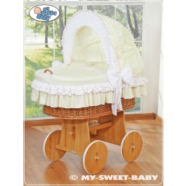 Baby Wicker Crib with Hood - Amelie cream