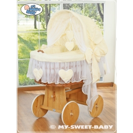 Baby Wicker Crib with Hood - Amelie Cream