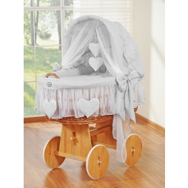 Baby Wicker Crib with Hood - Amelie gray