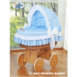 Baby Wicker Crib with Hood - Bellamy blue