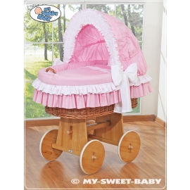 Baby Wicker Crib with Hood - Bellamy pink