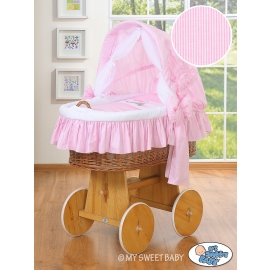 Baby Wicker Crib with Hood - Donkey Luca pink