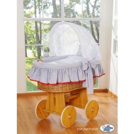 Baby Wicker Crib with Hood - Glamour Gray-red