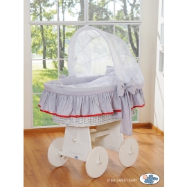 Baby Wicker Crib with Hood - Glamour Gray-red