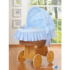 Baby Wicker Crib with Hood - Good Night blue