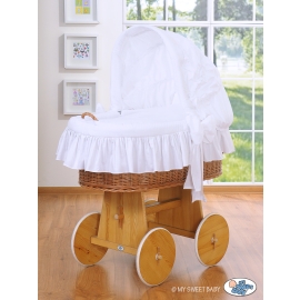 Baby Wicker Crib with Hood - Good Night white