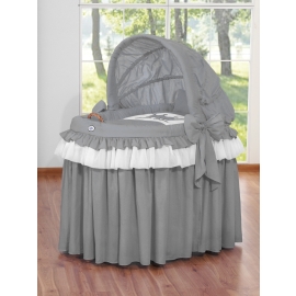 Baby Wicker Crib with Hood - Little Prince/Princess anthracite