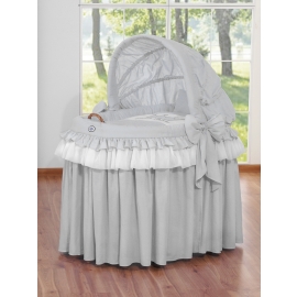 Baby Wicker Crib with Hood - Little Prince/Princess gray