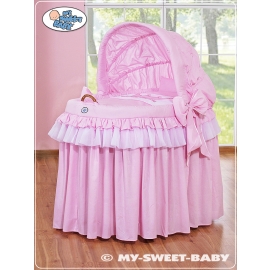 Baby Wicker Crib with Hood - Little Prince/Princess pink