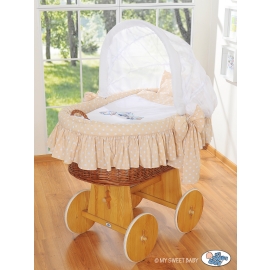 Baby Wicker Crib with Hood - Owls beige