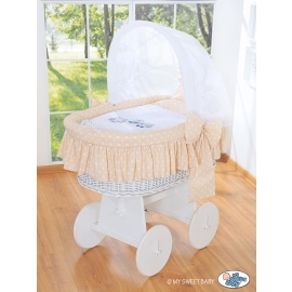 Baby Wicker Crib with Hood - Owls beige
