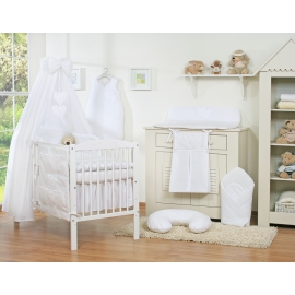 Babybed Bedding set 11-pcs with canopy- Hanging Hearts white
