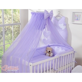 Babybed Mosquito-net made of chiffon- Hanging Hearts lilac
