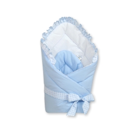 Babynest Newborn Wrap Blanket with stiffening- Bear with bow blue