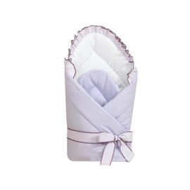 Babynest Newborn Wrap Blanket with stiffening- Bear with bow lilac