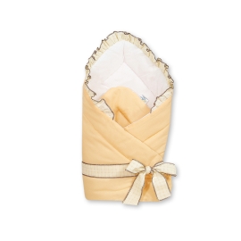 Babynest Newborn Wrap Blanket with stiffening- Bear with bow peach