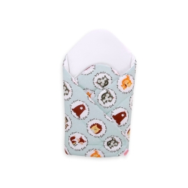 Babynest Newborn Wrap Blanket with stiffening - mint animals