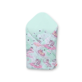 Babynest Newborn Wrap Blanket with stiffening - unicorn mint/mint