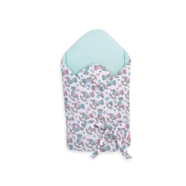 Babynest Newborn Wrap Blanket with stiffening with bow - rocking horses